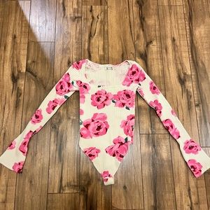 Free People Pink Floral Bodysuit